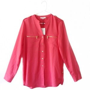 Calvin Klein | Pink Button Up Long Sleeve Blouse